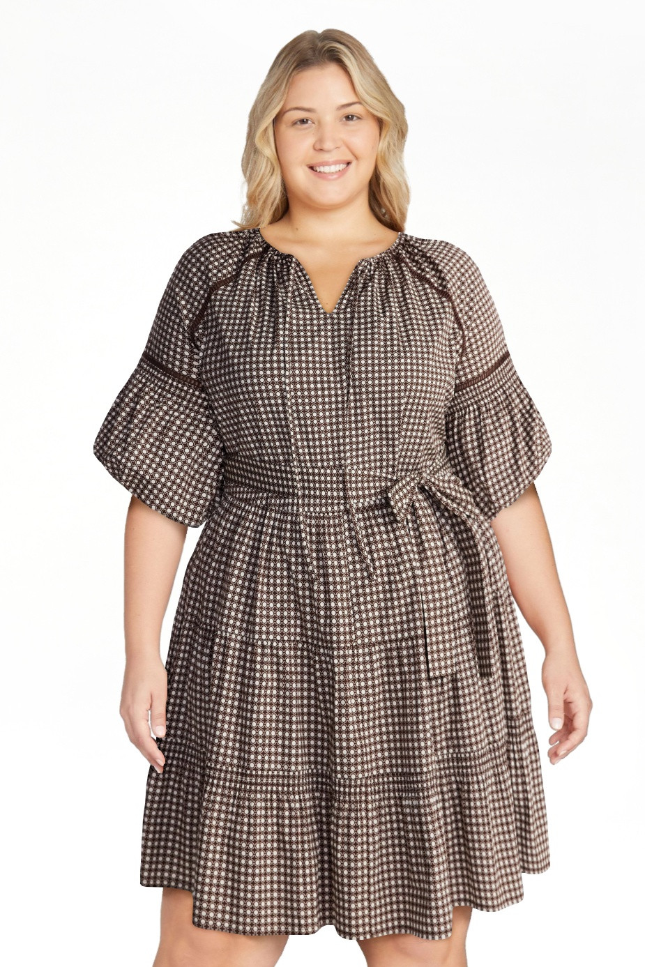 Terra & Sky Women’s Plus Mini Dress with Elbow Length Puff Sleeves, Sizes 0X-5X | Walmart (US)