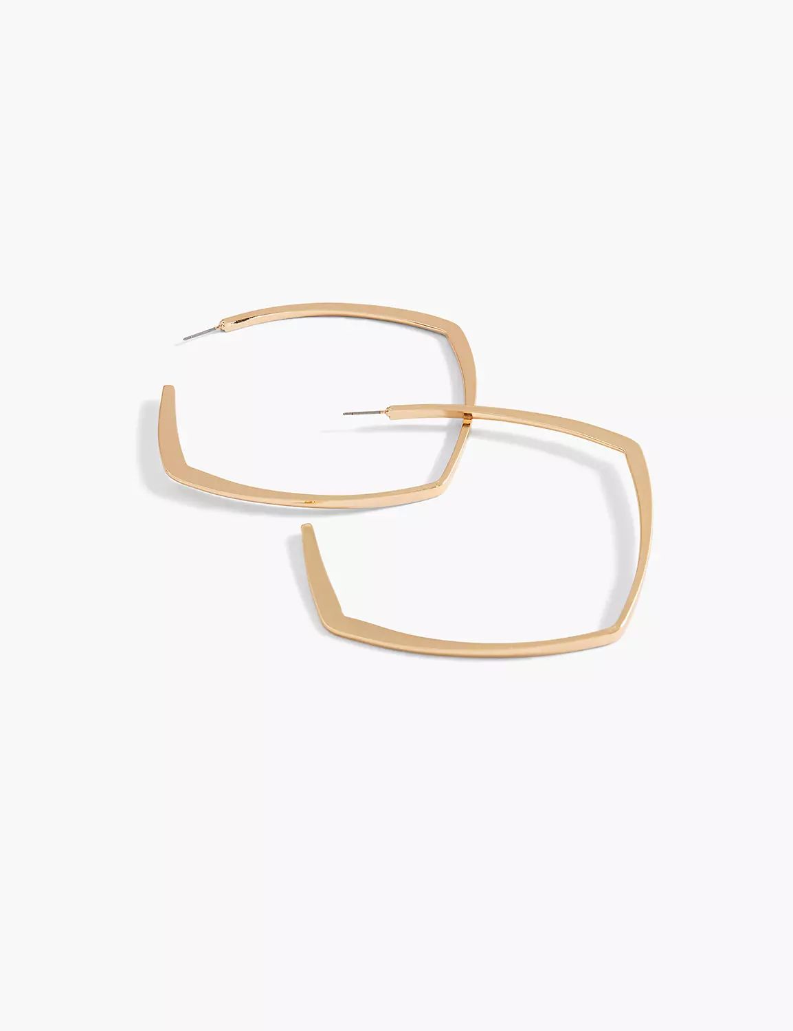 2.5" Flat Square Hoop Earrings:Gold Tone:ONESZ | LaneBryant | Lane Bryant (US)
