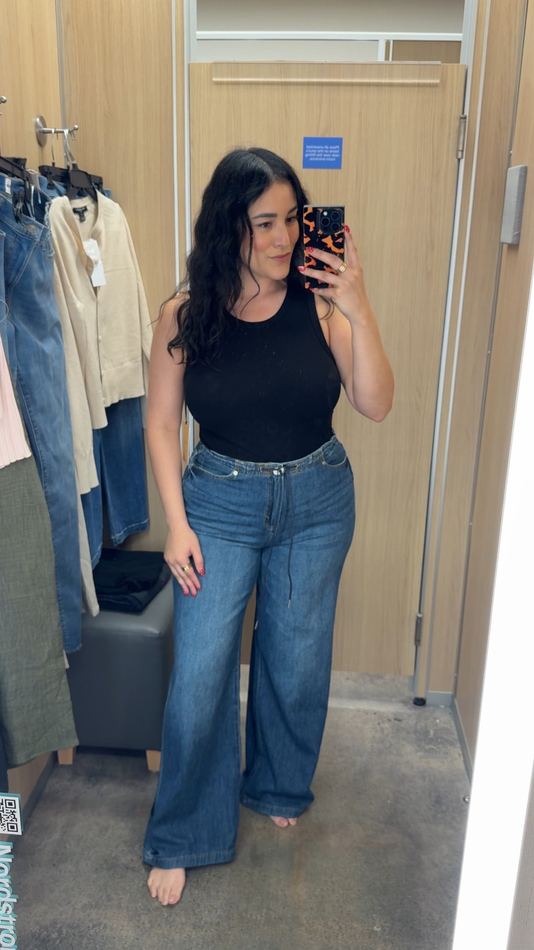 Drawstring wide-leg jeans styled with a black ribbed tank for a flattering, easy everyday combo.

Tank // M
Jeans // 10

#LTKootd #LTKOver40