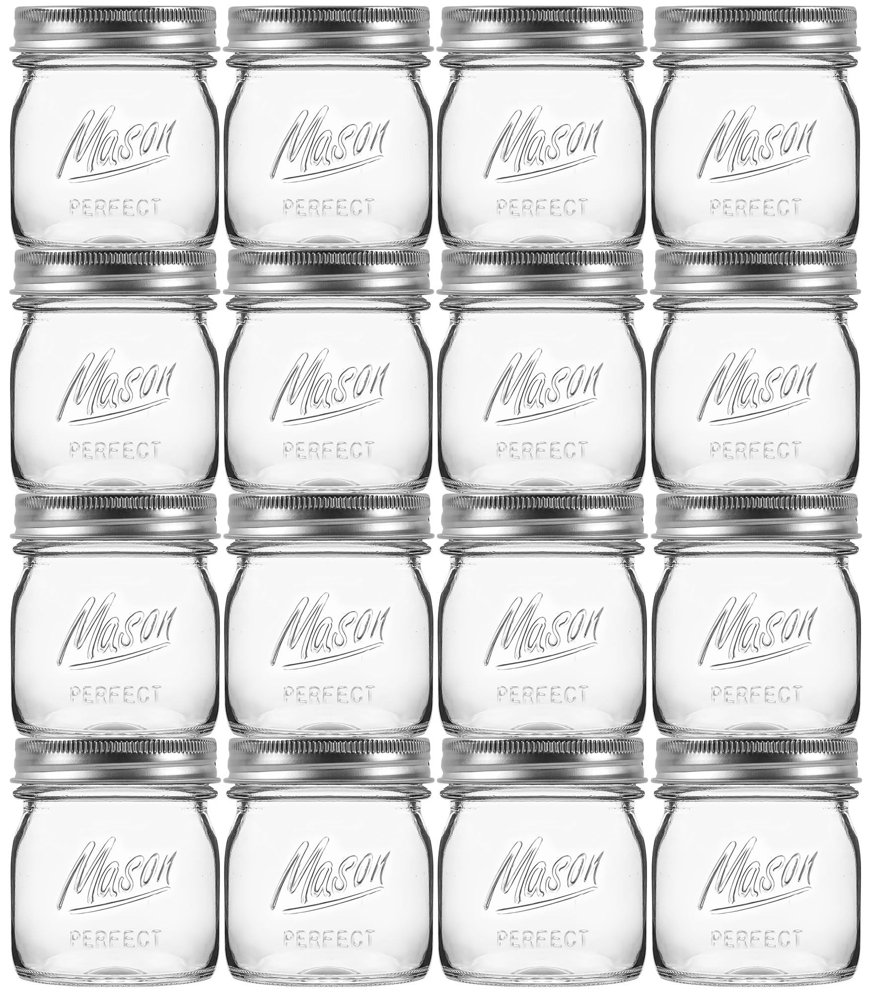 16 Pack 8 oz Mason Jars with Regular Airtight Lids - Glass Canning Jars 8 oz, Mini Mason Jars for... | Amazon (US)
