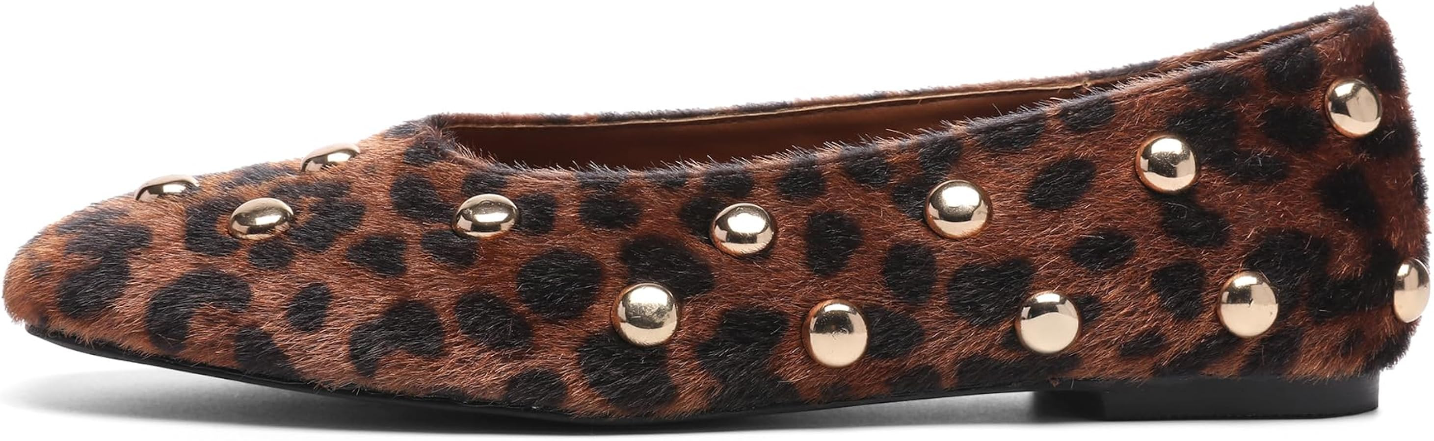 Studded Flats for Women Suqare Toe Slip on Suede Ballet Flats Comfortable Walking Studs Ballet Sh... | Amazon (US)