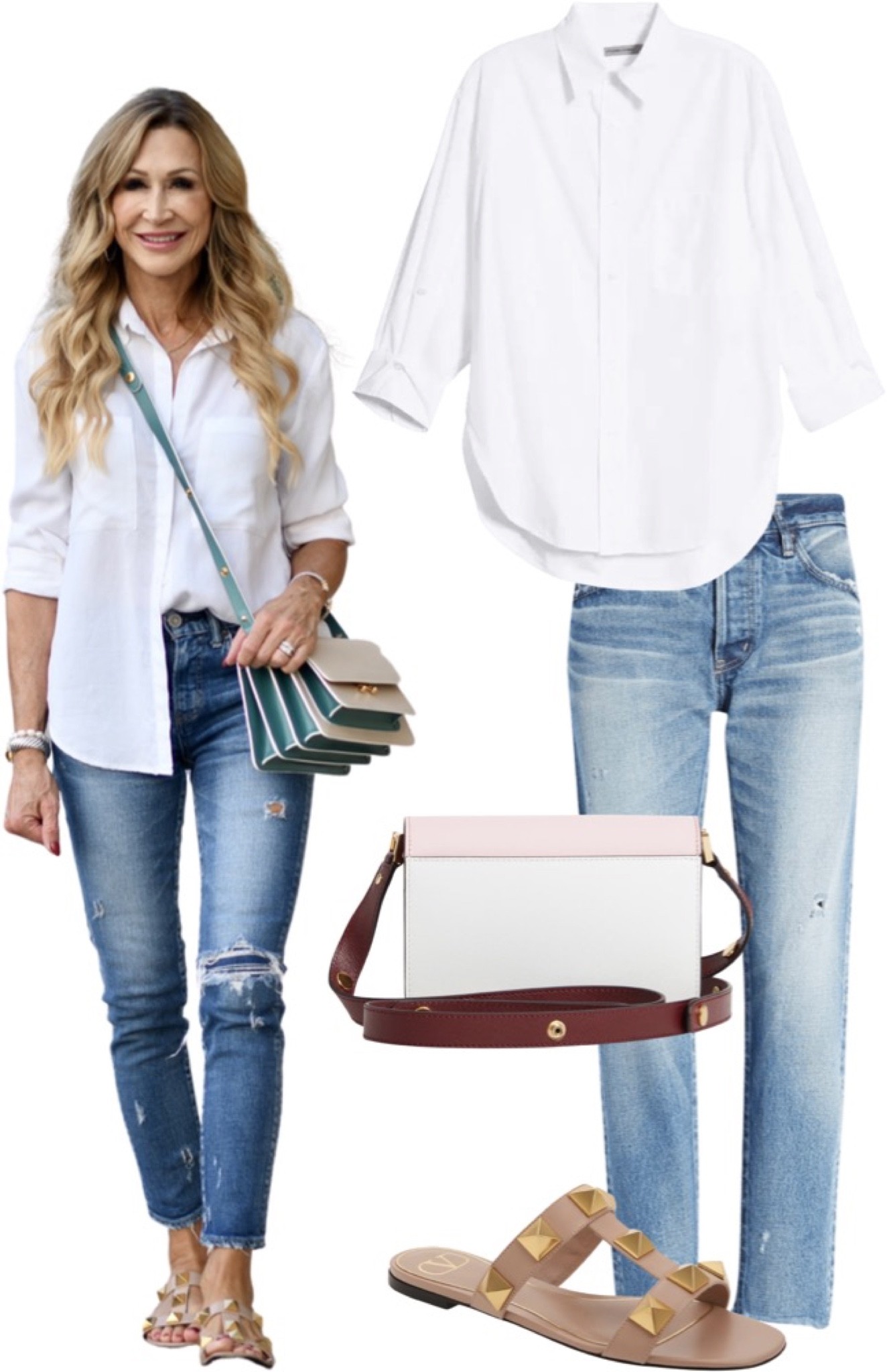 Basic stylish uniform - white button up, Moussy Vintage jeans, Marni bag and Valentino sandals.  

#LTKstyletip #LTKitbag #LTKSeasonal