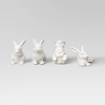 Set of 4 Mini Ceramic Decorative Bunnies Ivory - Threshold™ | Target
