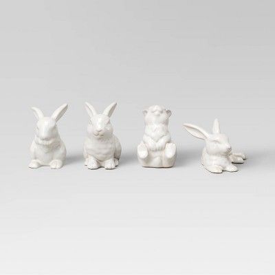 Set of 4 Mini Ceramic Decorative Bunnies Ivory - Threshold™ | Target