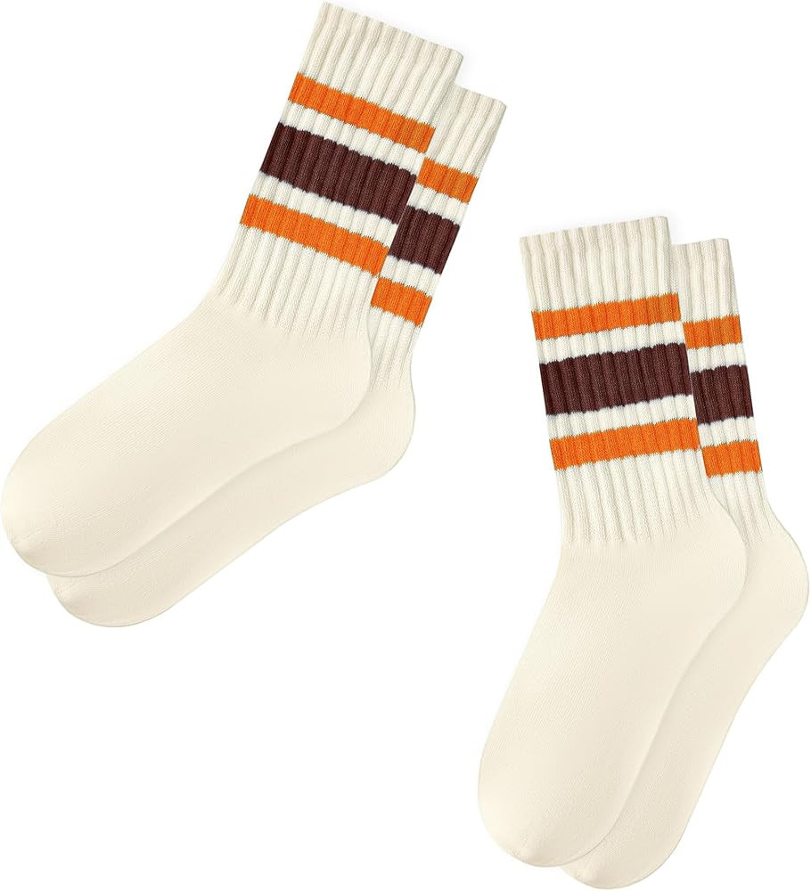 American Trends Retro Striped Crew Socks for Women Slouchy Athletic Calf Tube Socks Running Golf ... | Amazon (US)