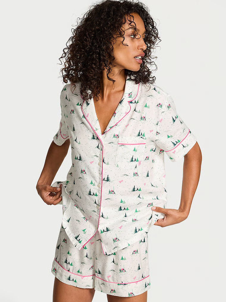Buy Flannel Short Pajama Set, Red Lacquer/Rose Garden Yd Plaid - Order Pajamas Sets online - Vict... | Victoria's Secret (US / CA )