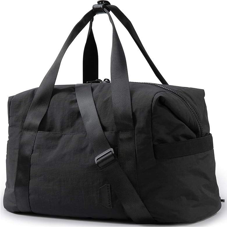BAGSMART Black Nylon Duffle Bag, 18.5 x 8.7 x 11 in, Ultra Lightweight, Weekender Bag, Yoga Lover... | Amazon (US)