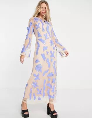 Topshop premium embellished lilac splotch midi dress | ASOS (Global)