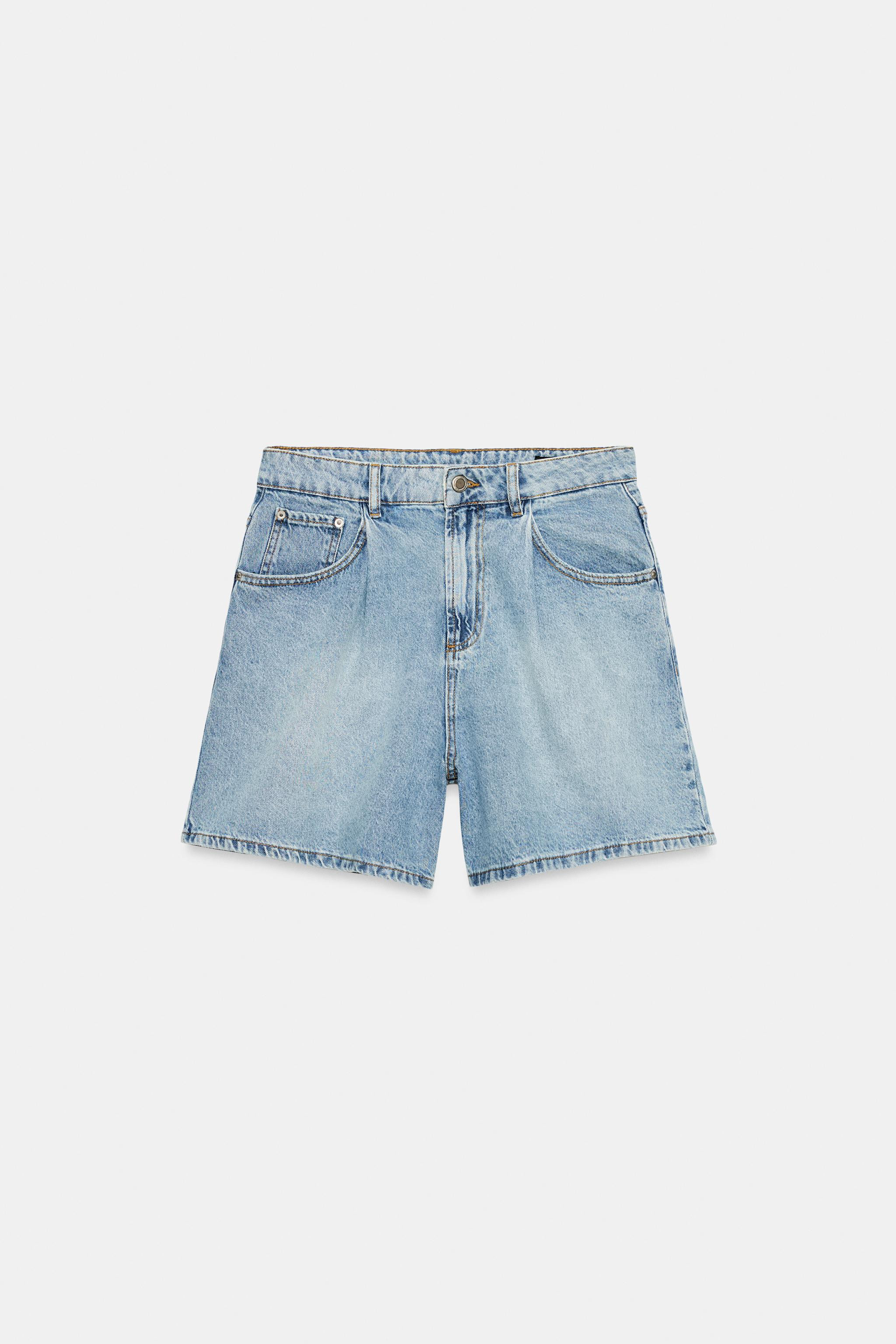 ZW COLLECTION HIGH-WAIST DENIM SHORTS | Zara US