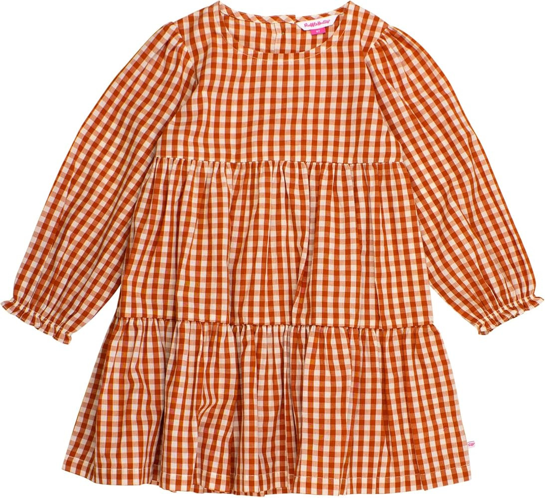 RuffleButts Baby/Toddler Girls Woven Long Sleeve Tiered Twirl Dress | Amazon (US)