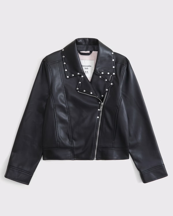 girls studded vegan leather jacket | girls | Abercrombie.com | Abercrombie & Fitch (US)