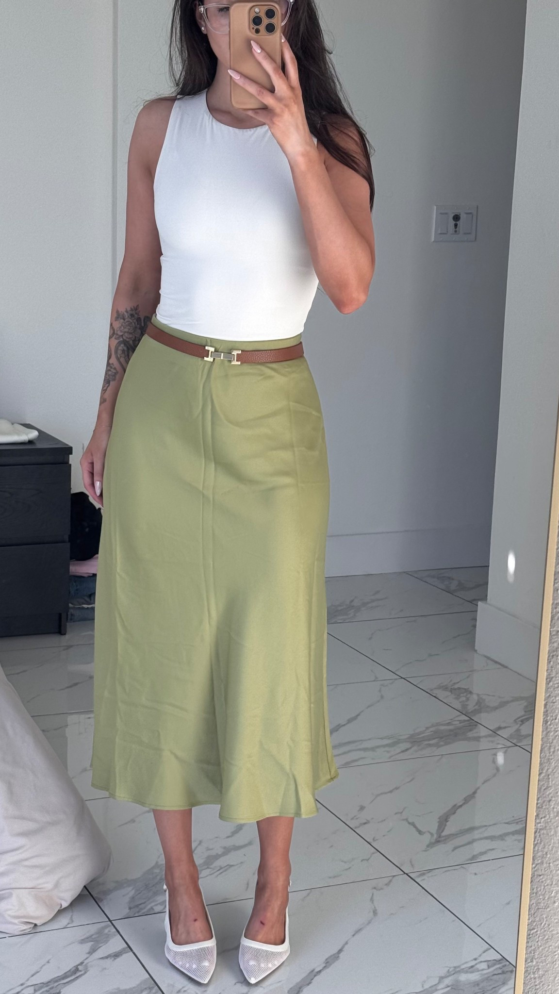 Affordable summer workwear 🍏 I was so excited to try this skirt on I just took it out of the bag without steaming it. It’s on sale for $27 right now! I’m unable to link the top but it’s the Luca Top from Kookai. Wearing size small in both pieces. 

#LTKSaleAlert #LTKWorkwear