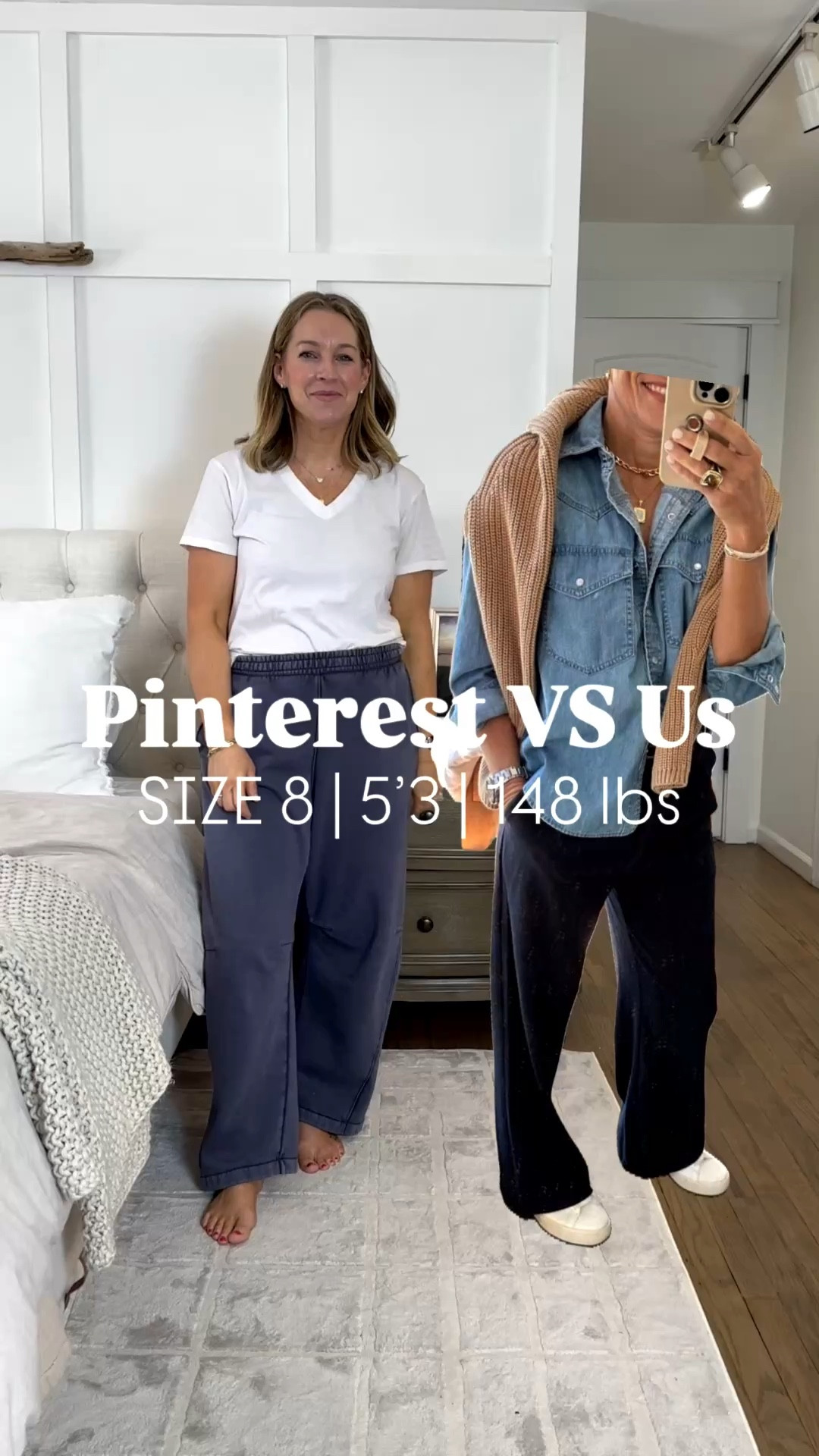 This was a super comfy outfit that everyone complimented! 
Medium top but a small would’ve been great. It’s very oversized. Doesn’t shrink after a wash either. 
Medium petite pants. 
Sweater is a medium  

#LTKPetite #LTKootd #LTKgrwm