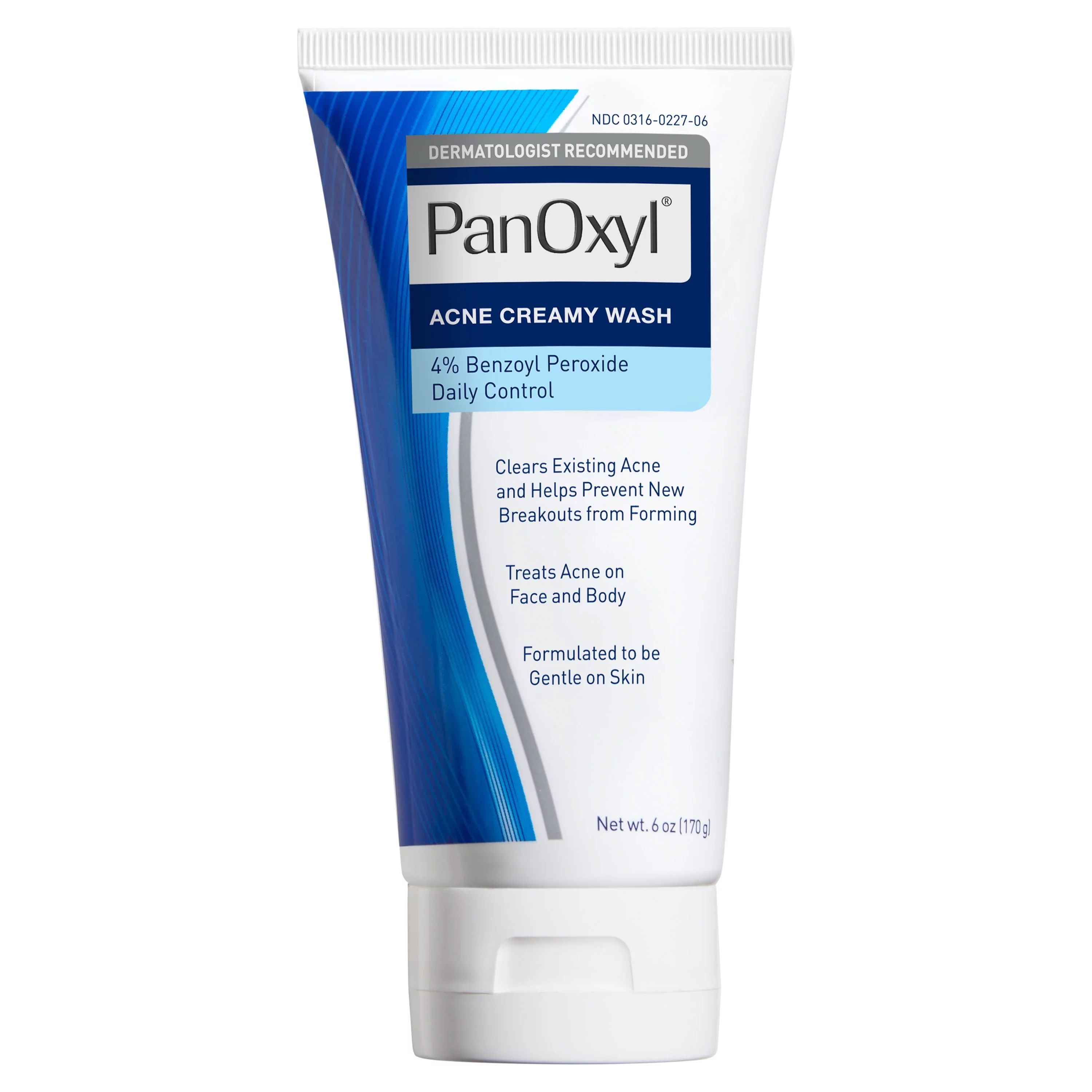 PanOxyl Acne Creamy Wash Daily Control, Face & Body, 4% Benzoyl Peroxide, All Skin Types, 6 oz | Walmart (US)