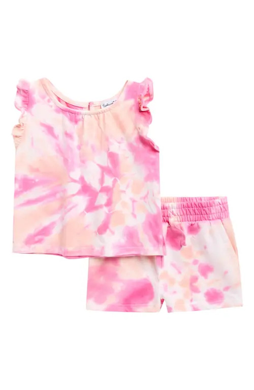 Splendid Hibiscus Tie-Dye Shirt & Shorts Set in Hibiscus Tie Dye at Nordstrom, Size 12-18M | Nordstrom