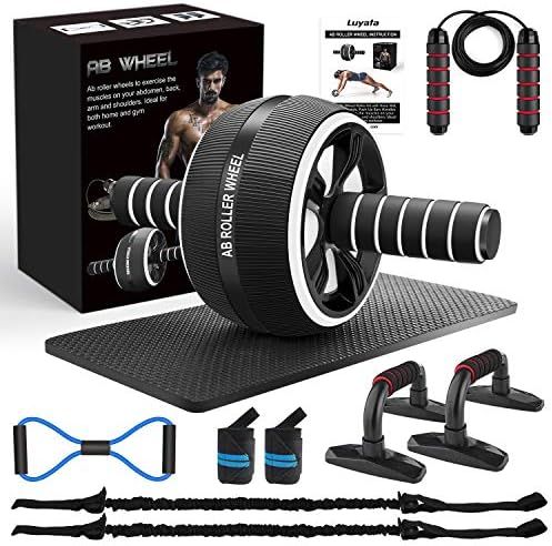 10-In-1 Ab Wheel Roller Kit with Resistance Bands, Knee Mat, Jump Rope, Push-Up Bar - Home Gym Eq... | Amazon (US)