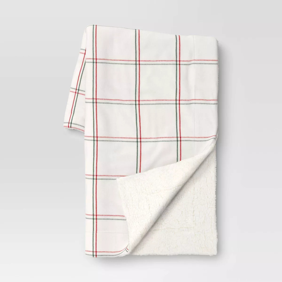 Plaid Woven Chenille Throw Blanket with Sherpa Reverse Red/Green - Threshold™ | Target