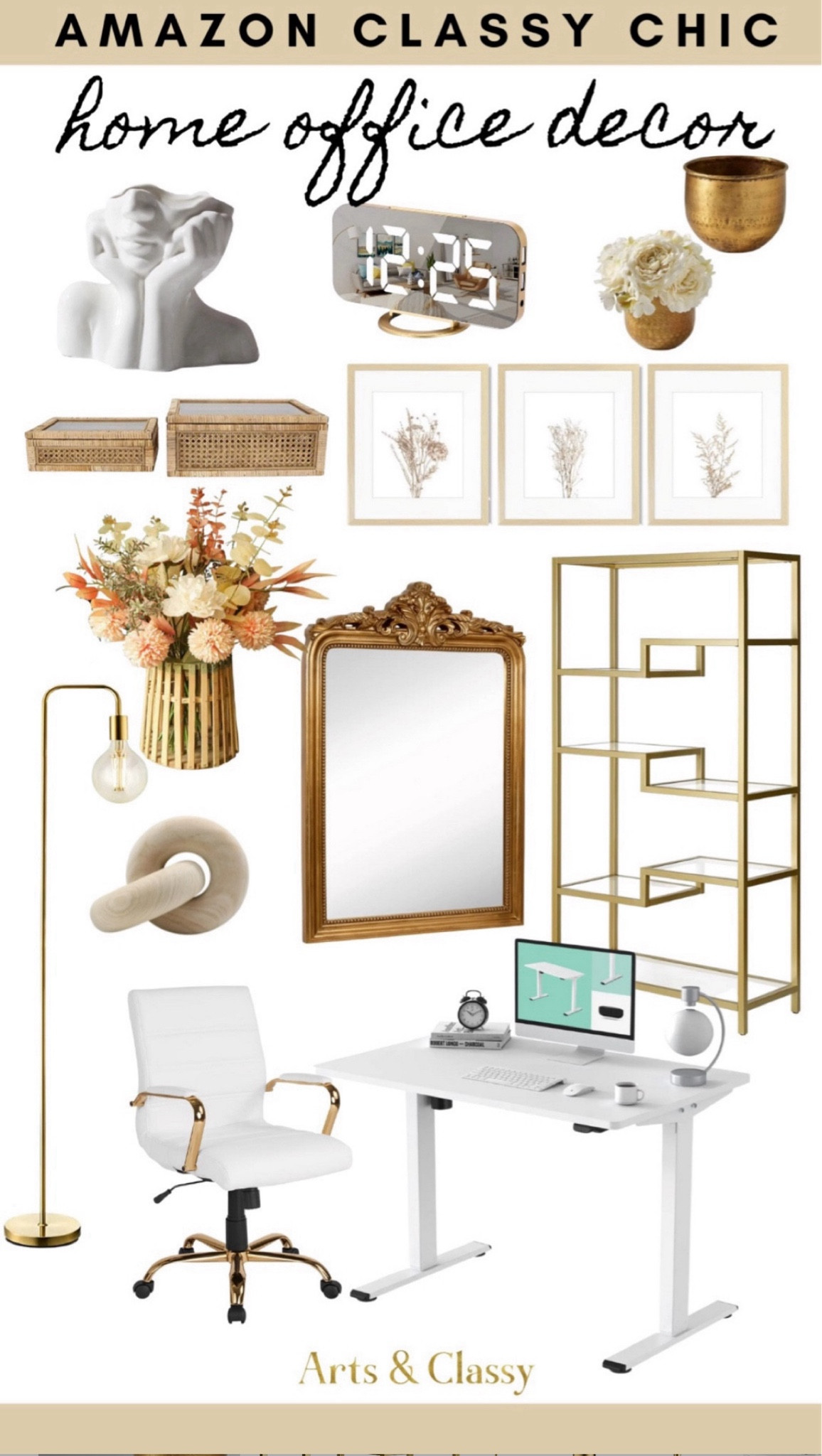 Classy Chic Home Office Decor from Amazon. Get budget-friendly classy chic home office decor from Amazon. Our selection of home office decor includes everything you need to create a stylish and functional space. Shop now! Amazon home office | Office decor | home office | feminine home office | amazon finds | amazing home decor | desk | office chair | bookshelf | art | vases | flower arrangements | standing desk | floor lamp | gold accents

#LTKSaleAlert #LTKHome