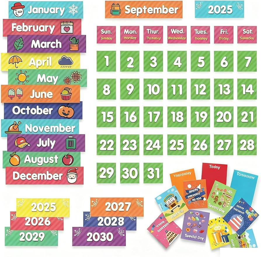 EAMAY Classroom Monthly Calendar Pocket Chart with 71 Cards for Kids Learning for Home,Blue | Amazon (US)