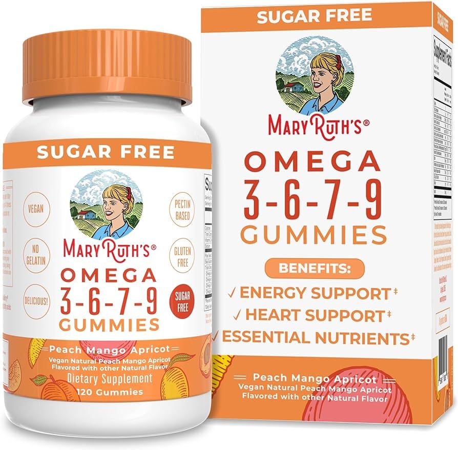 Vegan Omega 3 6 7 9 Gummies by MaryRuth's | Up to 4 Month Supply | Omega 3 Supplement with Flaxse... | Amazon (US)