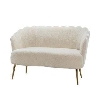 Menephron 51.5 in. Ivory Loveseat with Metal Legs | The Home Depot