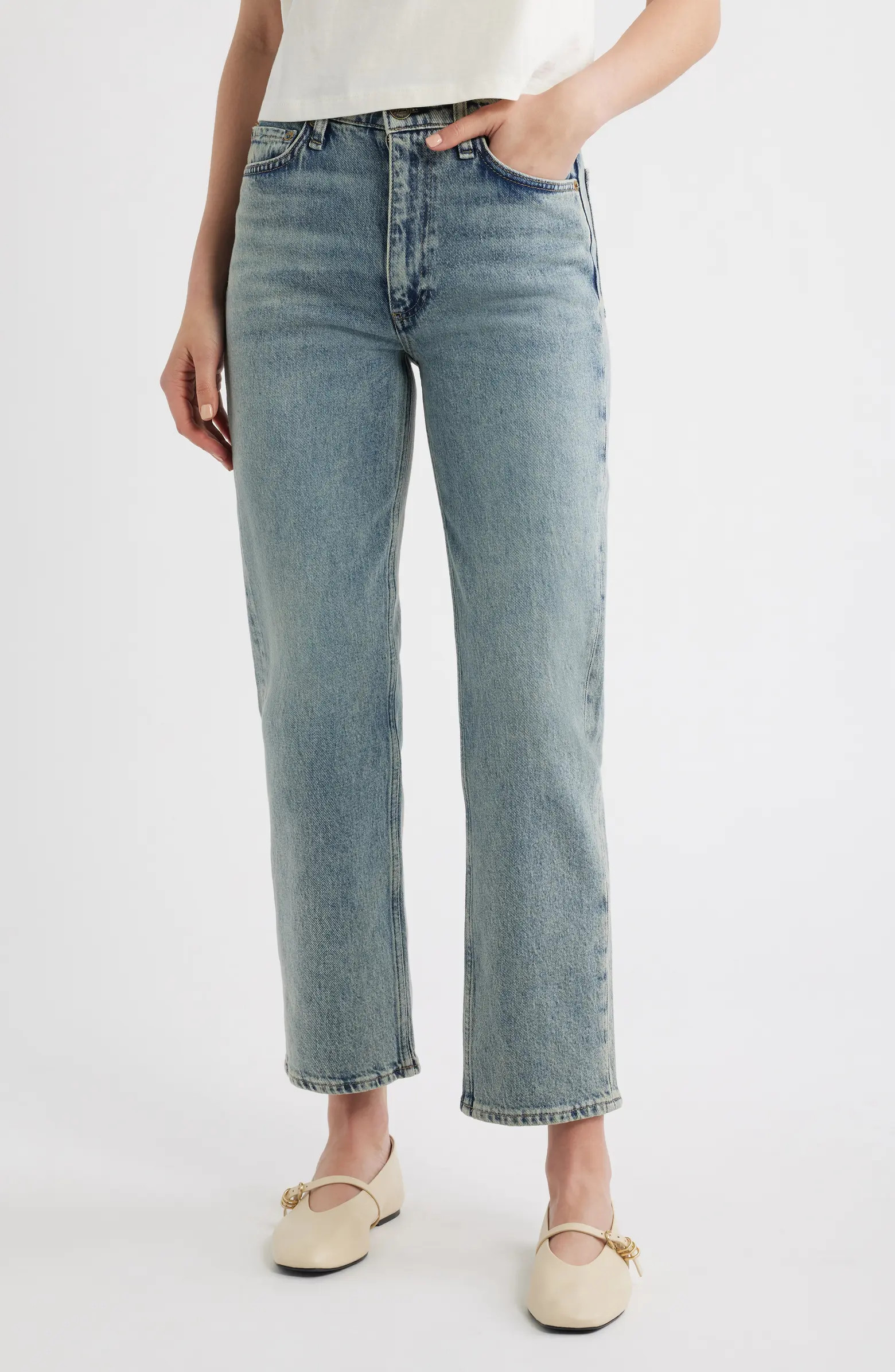 rag & bone Harlow Mid Rise Ankle Straight Leg Jeans | Nordstrom | Nordstrom