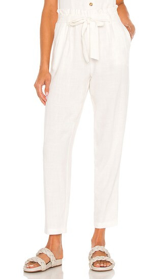 BLACK Indio Linen Paperbag Waist Pant in Ivory | Revolve Clothing (Global)