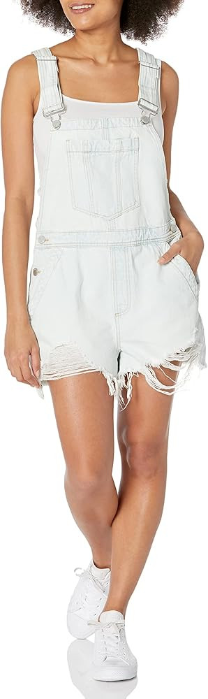 [BLANKNYC] womens Luxury Clothing Denim Shortall Rompers With Destructed Hem Finish, Comfortable ... | Amazon (US)