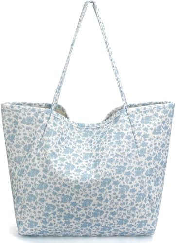 Big Size Corduroy Tote Bags, Travel Gym Bag for Women Work Lunch Beach Grocery Shopping Shopper H... | Amazon (US)