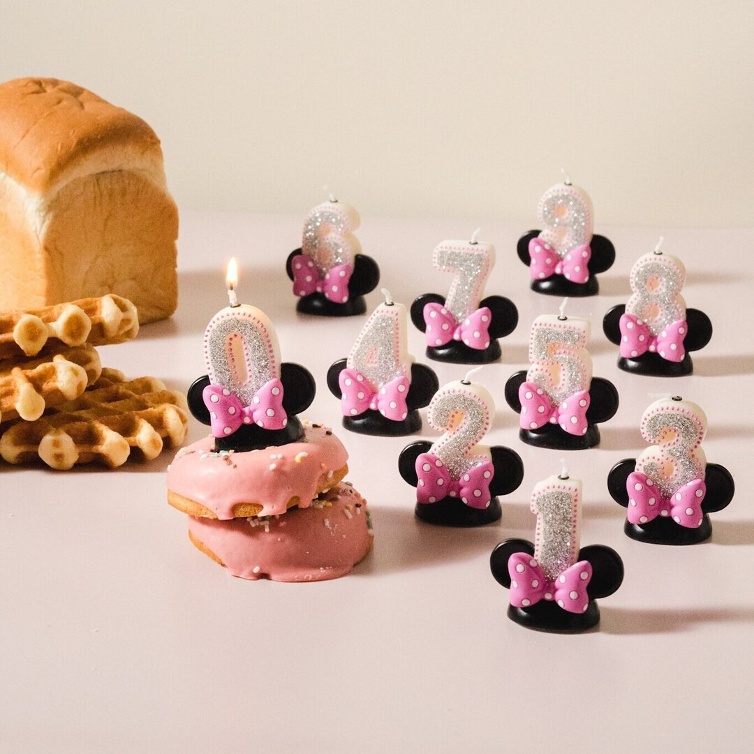 Number Candle FOR Girl Pink Dot Number Candle Minnie Themed Number Candle Disney Inspired Cake To... | Etsy (US)