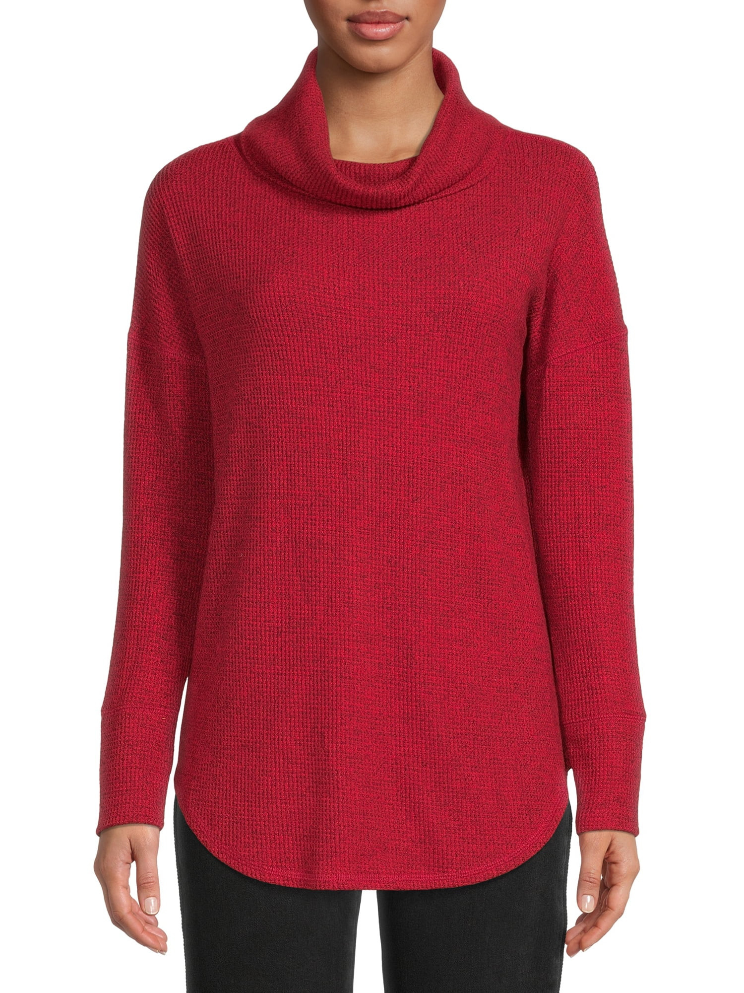 Time and Tru Women's Cowl Neck Waffle Tunic | Walmart (US)