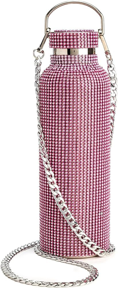 Paris Hilton Diamond Bling Water Bottle With Lid And Removable Carrying Strap, Stainless Steel Va... | Amazon (US)