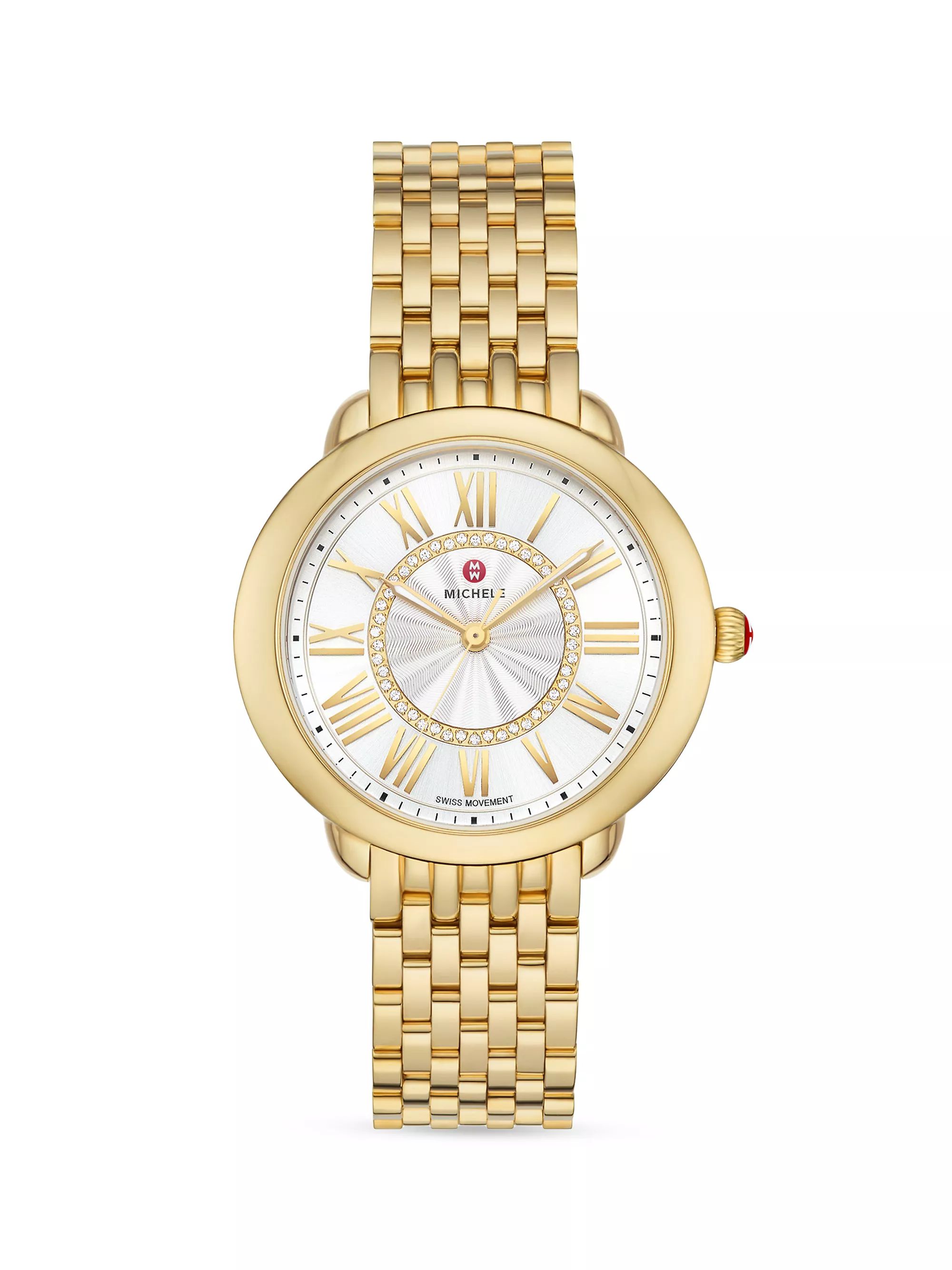 Serein Mid 18K-Gold-Plated Stainless Steel & Diamond Bracelet Watch | Saks Fifth Avenue