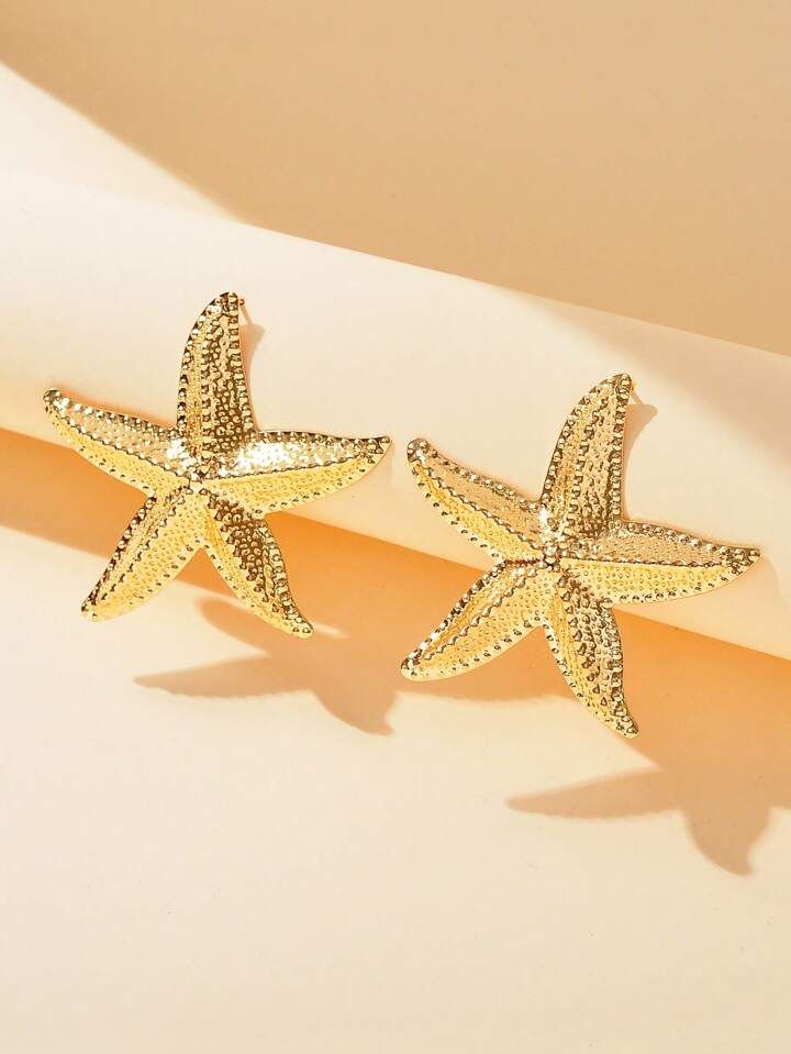 1pair Starfish Design Fashionable & Elegant Women's Stud Earrings | SHEIN