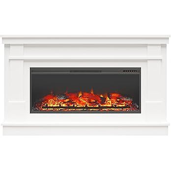 Ameriwood Home Elmcroft Contemporary Wide Mantel with Linear Engineered Wood Electric Fireplace f... | Amazon (US)