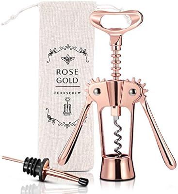 Wing Corkscrew Wine Bottle Opener Godmorn Rose Gold Beer Bottle Opener with Wine Pourer, All-in-o... | Amazon (US)