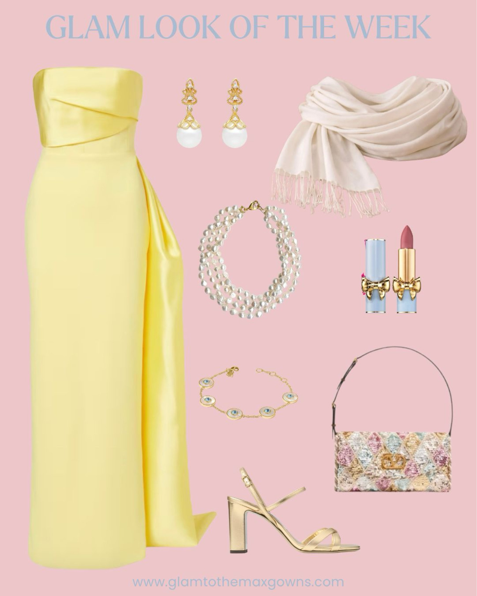 💛 Glam Look of the Week, Vol. 45 💛
This week, we’re serving formal spring glamour in our favorite statement shade: yellow!
We paired this stunning gown with pearls and gold accessories for a luminous, sophisticated vibe. Whether you’re headed to a formal wedding or black-tie event, this look was made for making an entrance. ✨
Chic, radiant, and unforgettable.

@solacelondon @jimmychoo @maisonvalentino @dinamackney @bluenilediamond @julievos @etsy @pathmcgrathreal 

#glamlook  #blacktiedress #yellow #eveninggown #weddingguestdresses 
#glamlookoftheweek #ootd #yellowgown #butteryellow #pearlaccents #goldenglow 

#LTKootd #LTKWedding
