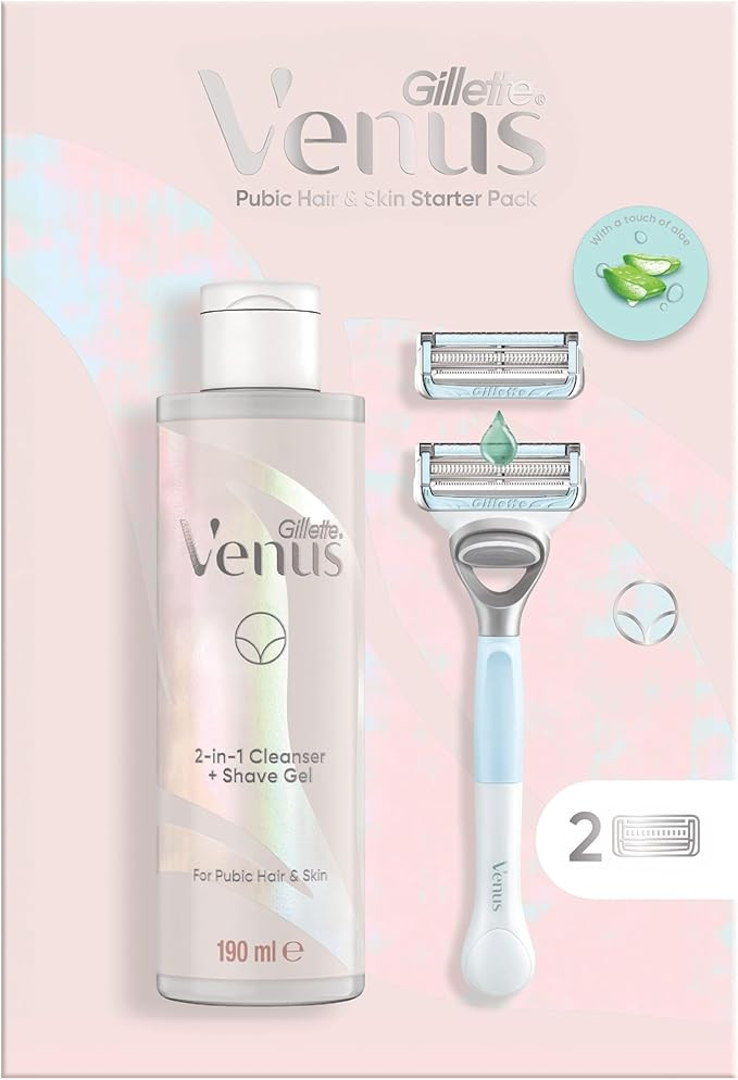 Gillette Venus For Pubic Hair & Skin Women's Razor, 2 Blade Refills and 2in1 Shave Gel and Cleans... | Amazon (UK)