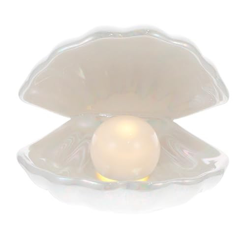 IMIKEYA Ceramic Shell Pearl Light, White LED Clam with Pearl Light in Shell Lamp for Tabletop Decoration, Souvenir, Birthday Gift | Amazon (US)
