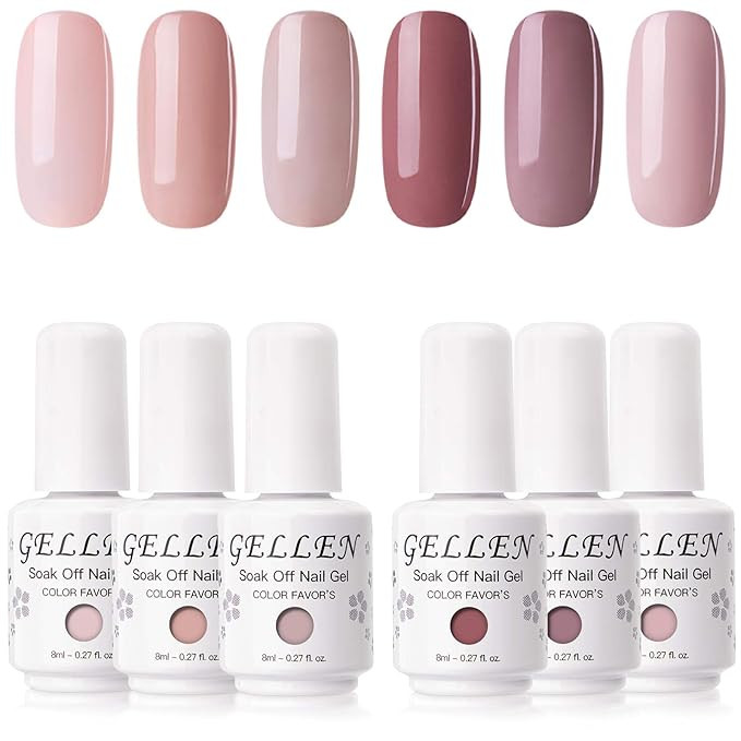 Gellen Gel Nail Polish Kit - 6 Colors Classic Nudes Series Natural Skin Tone, Trendy Pigmented Da... | Amazon (US)