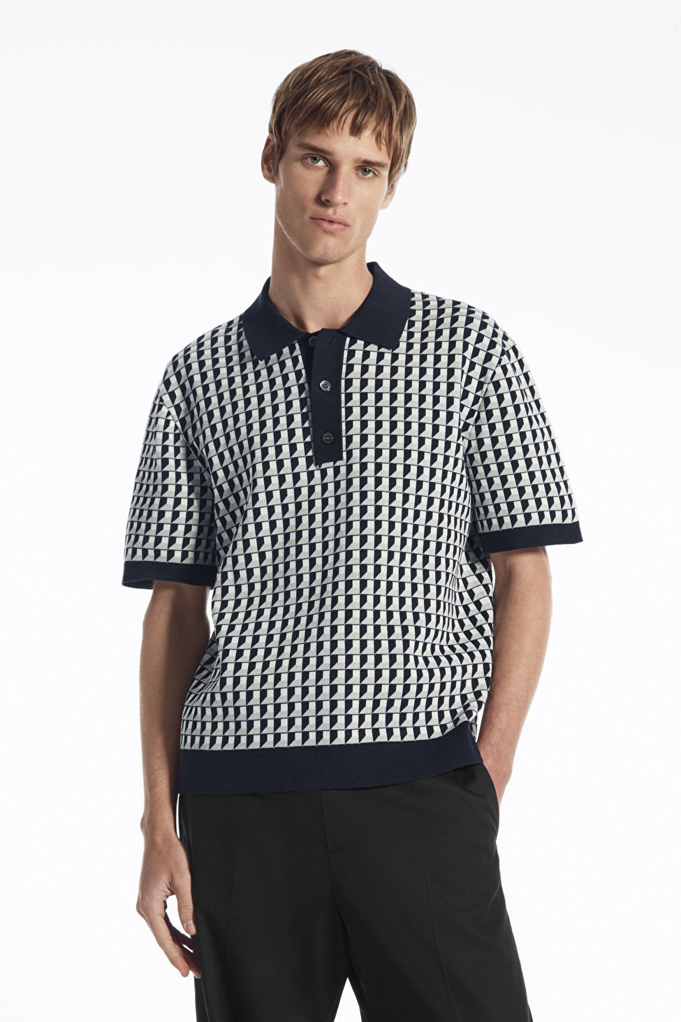GEOMETRIC-JACQUARD POLO SHIRT | COS UK