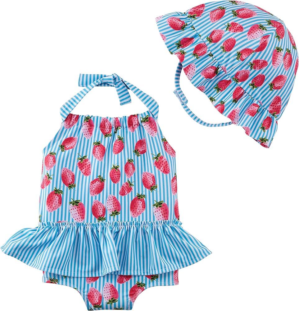 Girls' Strawberry Swimsuit and Hat | Amazon (US)