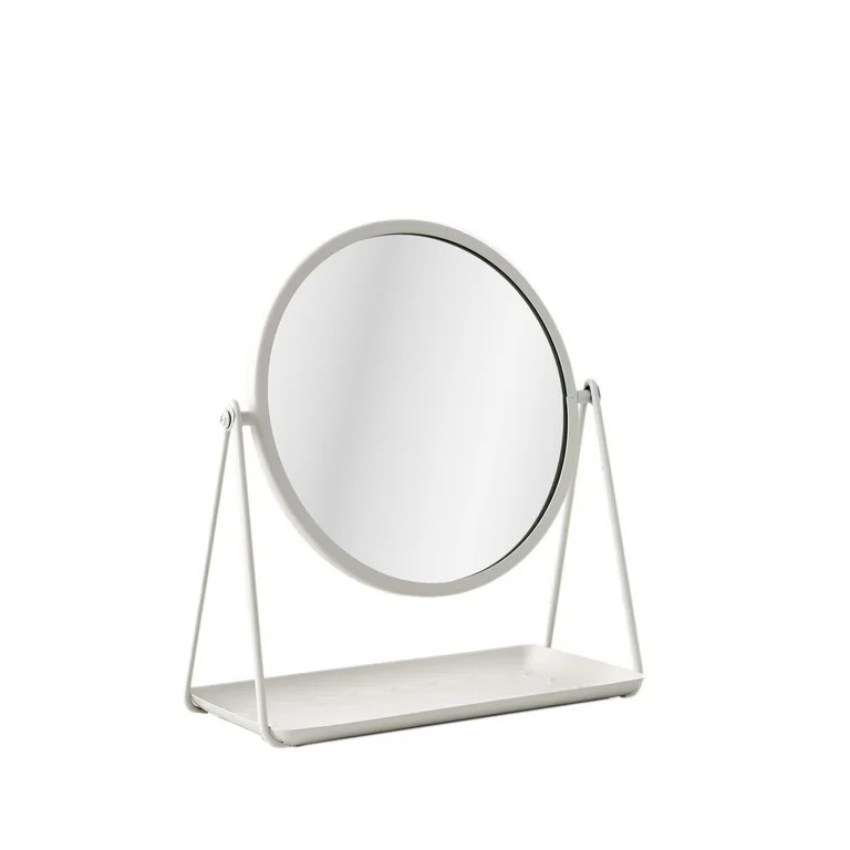 Mainstays by Becky G. & Alejandra Round Tabletop Mirror with Metal Tray, White | Walmart (US)