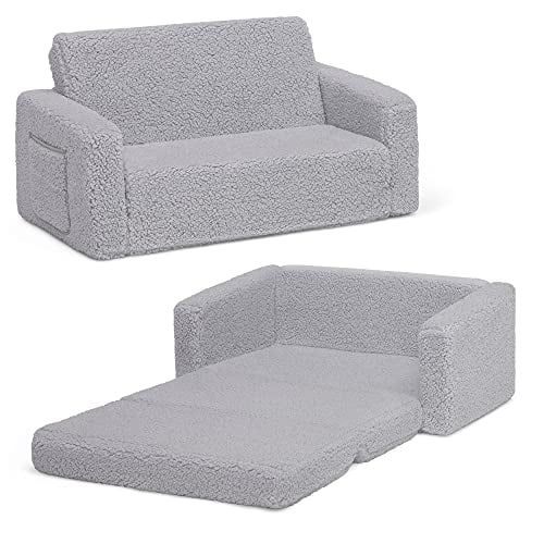 Delta Children Cozee Flip-Out Sherpa 2-in-1 Convertible Sofa to Lounger for Kids, Grey - Walmart.... | Walmart (US)