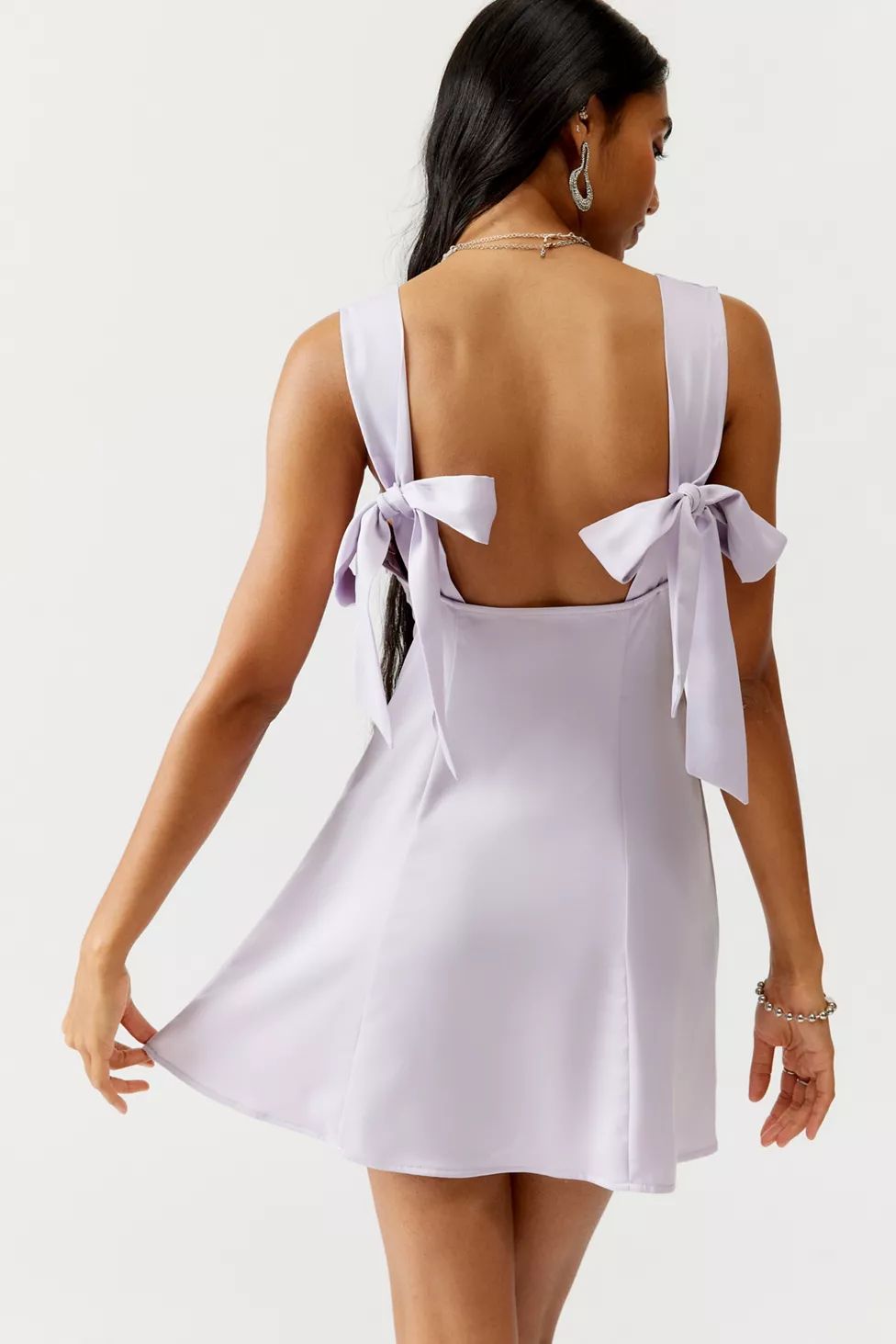 UO Bri Double Bow Satin Mini Dress | Urban Outfitters (US and RoW)