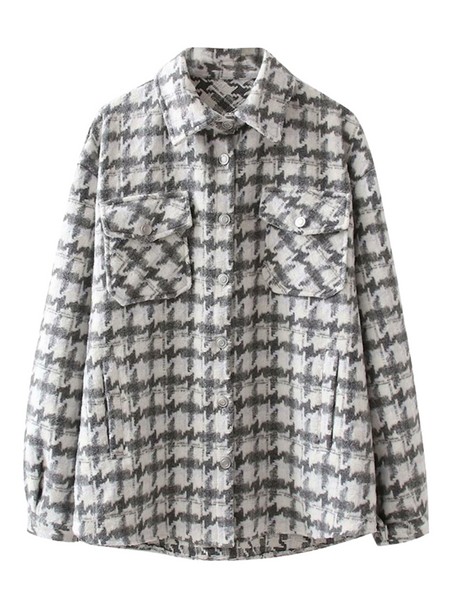 'Aelgifu' Thick Houndstooth Oversized Shirt Jacket | Goodnight Macaroon