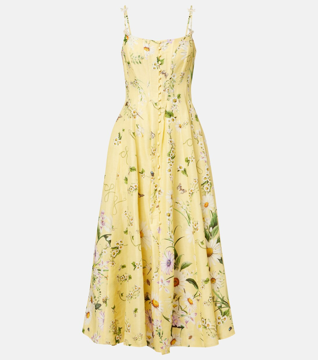 Embellished linen and silk corset dress | Mytheresa (UK)