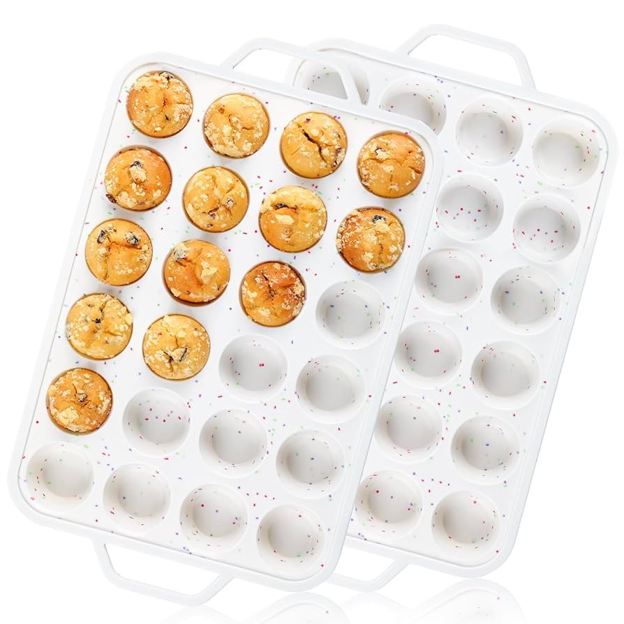 Vinino Mini Muffin Pan with Metal Reinforced Frame-2Pack, Silicone Cupcake Pan for Baking 24 Cup ... | Amazon (US)