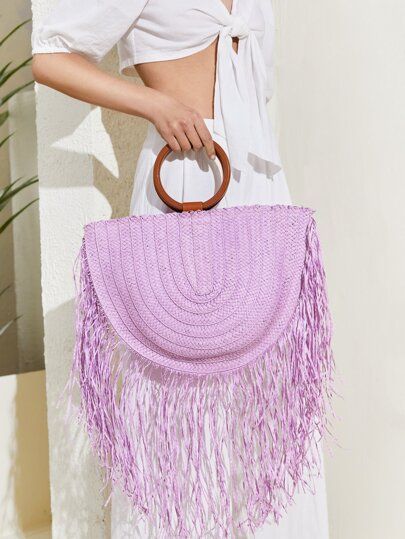 Fringe Decor Vacation Design Straw Bag | SHEIN