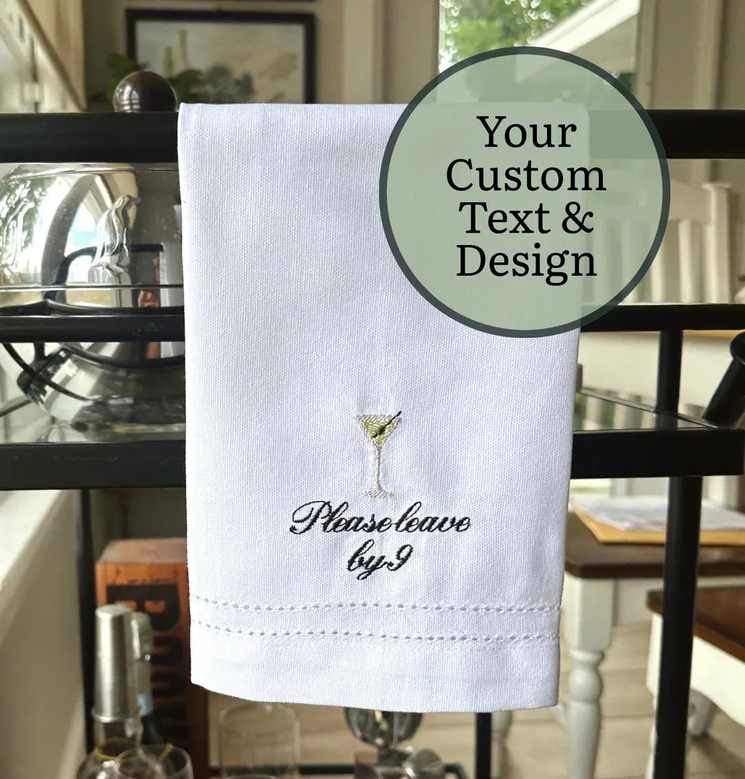 Custom Embroidered Icon & Text Bar Towel, Personalized Bar Accessories, Housewarming Gifts, Weddi... | Etsy (US)